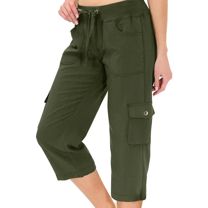 Emilce | Pantalón Capri de Cintura Alta Cómodo con Bolsillos Prácticos