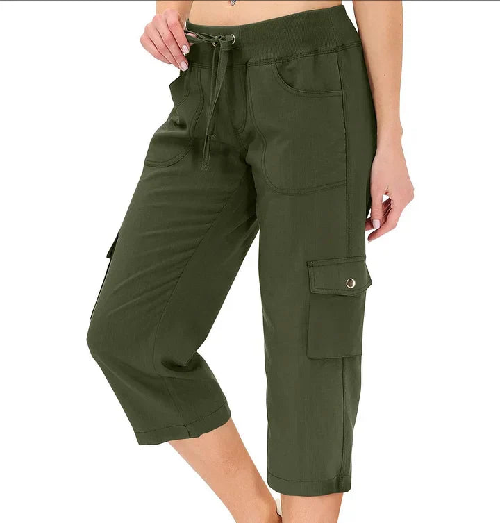 Emilce | Pantalón Capri de Cintura Alta Cómodo con Bolsillos Prácticos