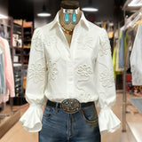 Elodie | Blusa casual floral con cuello chal