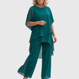 Glaucia | Traje con pantalones palazzo drapeados