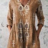 Daiana | Camisa de Cuello en V Larga Vintage