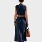 Lidia | Vestido midi con detalle en contraste