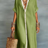 Audria | Elegante Vestido Camisa con Cuello Notch