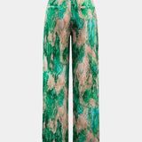 Inna | Pantalones Rectos de Cintura Alta con Estampado de Mármol