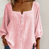 Carmen | Blusa Simple Cuello Cuadrado Manga Larga