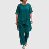 Glaucia | Traje con pantalones palazzo drapeados