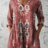 Daiana | Camisa de Cuello en V Larga Vintage