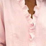 Elyana | Blusa con Volantes, Escote en V y Mangas Largas