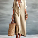 Audria | Elegante Vestido Camisa con Cuello Notch