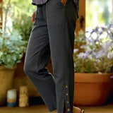 Calista | Pantalones Casuales de Corte Suelto con Botones