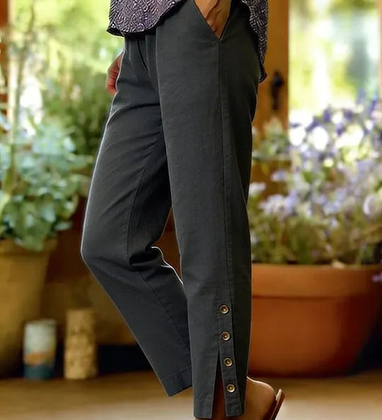 Calista | Pantalones Casuales de Corte Suelto con Botones