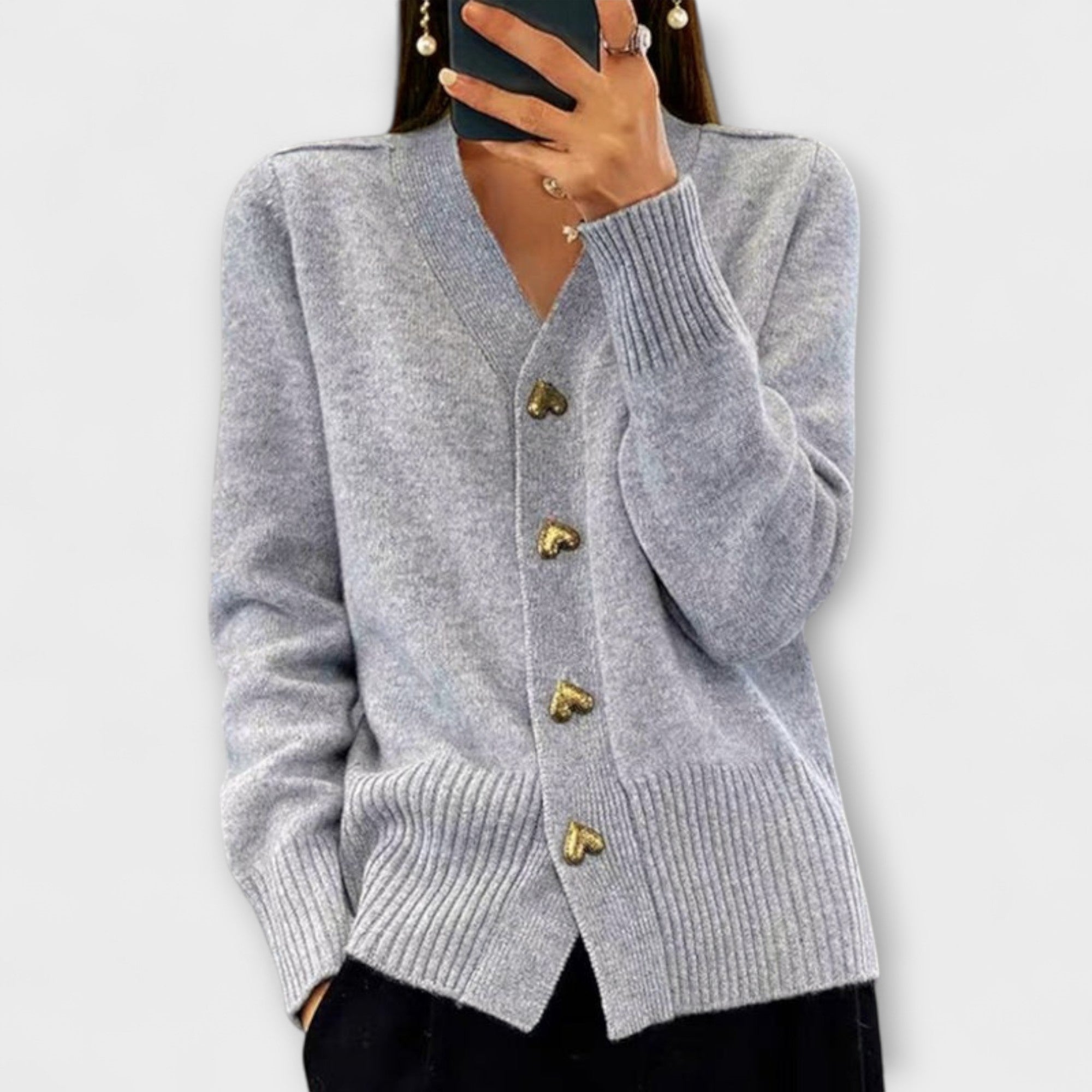 Marij – Suéter para mujer con escote en V en estilo vintage