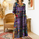 Dionísia | Vestido Denim con Patchwork Étnico