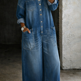 Eloísa | Mono de Denim con Hombros Descubiertos