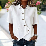 Elisabetta | Blusa informal de color sólido con cuello de solapa