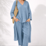 Adriena | Conjunto Elegante de Dos Piezas con Escote en V