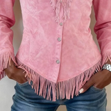 Caterina | Blusa de Ante con Botones y Flecos