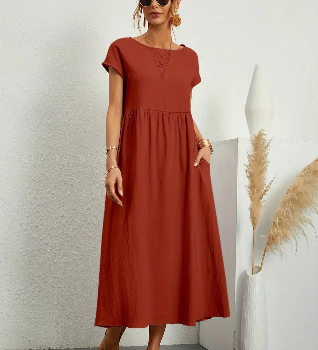 Gabrielle™ — Vestido midi fluido de elegancia atemporal