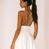 Nieve | Vestido Midi de Tirantes para Invitadas de Boda | Escote V | Falda con Vuelo