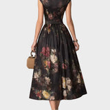 Elsa | Vestido midi plisado con estampado floral