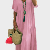 Linnea | Vestido maxi suave con volantes y escote en V