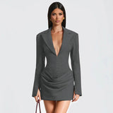 Marena | Vestido Elegante con Escote en V Profundo y Cintura Fruncida
