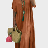 Linnea | Vestido maxi suave con volantes y escote en V