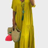 Linnea | Vestido maxi suave con volantes y escote en V