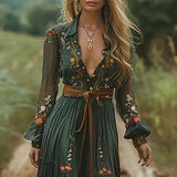 Carola | Vestido maxi boho para mujer con cinturón fluido | Ligero