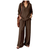 Sebastiana | Conjunto de Pantalón Estilo Verano de Algodón y Lino con Cuello V