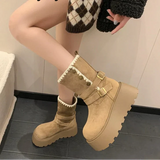 Irene | Botas con plataforma con hebilla elegante y forro cálido de felpa