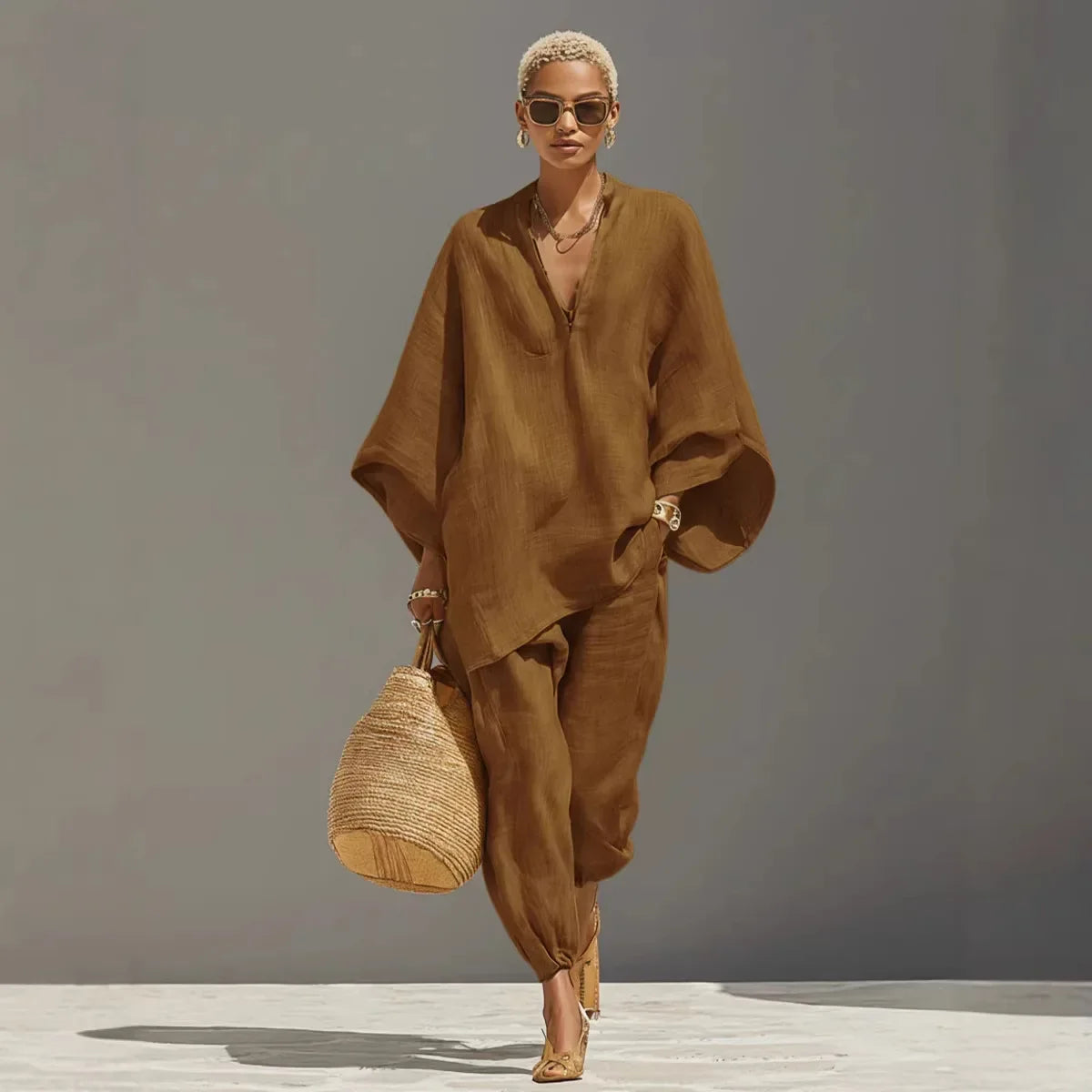 Rita | Conjunto de Pantalón Estilo Holgado de Algodón