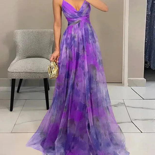 Gundisalva | Vestido maxi elegante para mujer con estampado floral primaveral