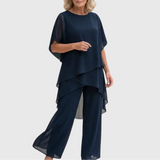 Glaucia | Traje con pantalones palazzo drapeados