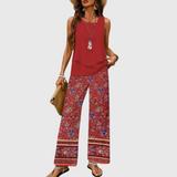 Leonor | Conjunto de Top Sin Mangas y Pantalones de Pierna Ancha