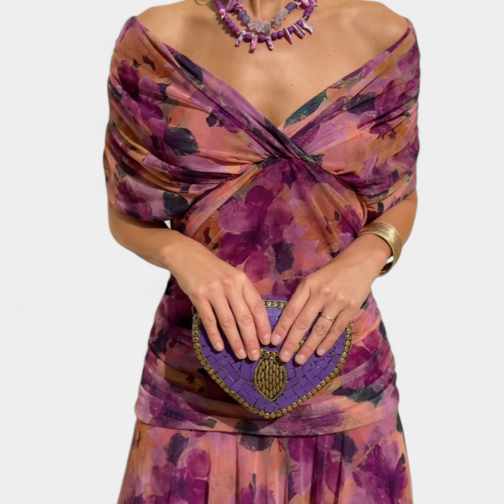 Magda | Vestido largo floral con escote en v