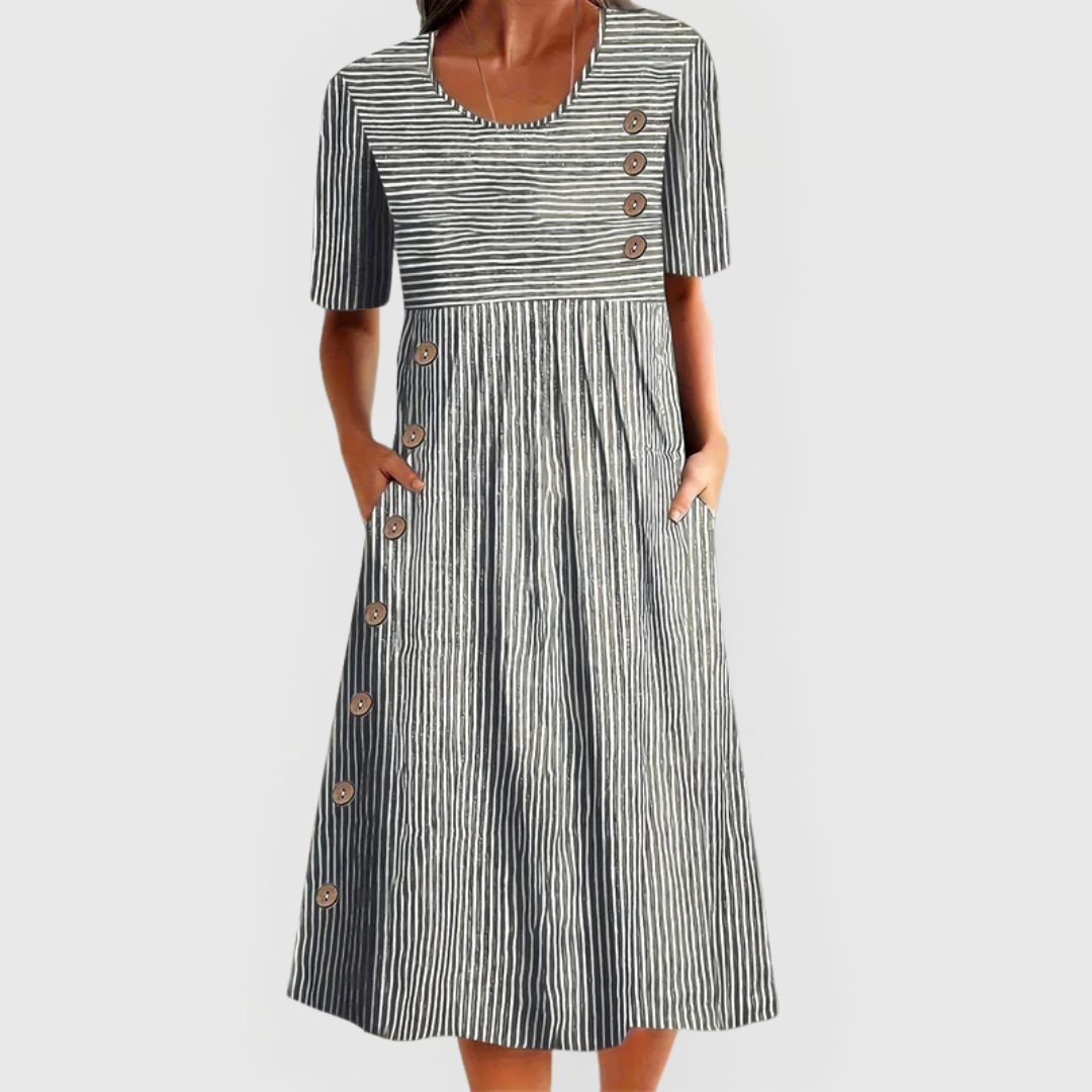 Auxilia | Vestido Midi Rayado