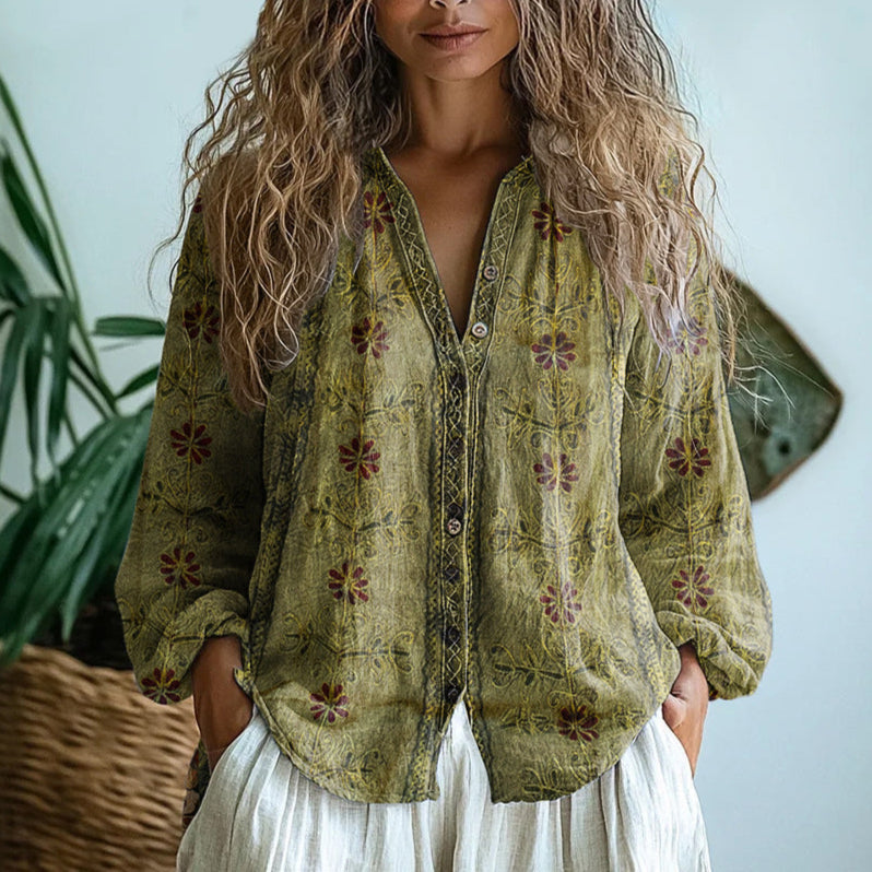 Ebba | Blusa Elegante con Estampado de Hojas