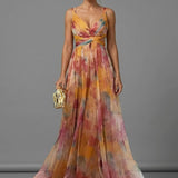 Gundisalva | Vestido maxi elegante para mujer con estampado floral primaveral