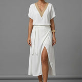 Saurina | Vestido midi cruzado para mujer con escote en V