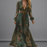 Carola | Vestido maxi boho para mujer con cinturón fluido | Ligero