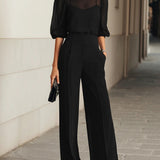 Gladys | Conjunto de Top y Pantalones de Pierna Ancha de Tres Piezas