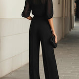 Gladys | Conjunto de Top y Pantalones de Pierna Ancha de Tres Piezas