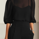 Gladys | Conjunto de Top y Pantalones de Pierna Ancha de Tres Piezas