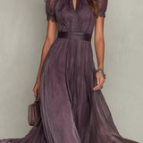 Dominika | Vestido Largo Morado con Escote