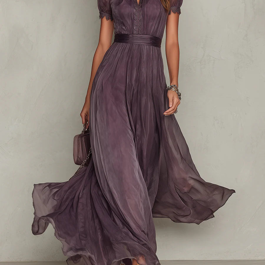 Dominika | Vestido Largo Morado con Escote