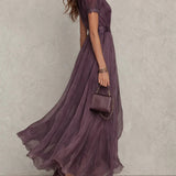 Dominika | Vestido Largo Morado con Escote