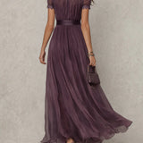 Dominika | Vestido Largo Morado con Escote