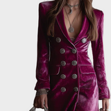 Vera | Vestido maxi tipo blazer de terciopelo