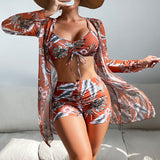 Edelmira | Conjunto de bikini de 3 piezas con estampado